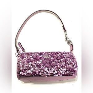 Coach Nolita Sequin Lilac Pink Mini Barrel Bag